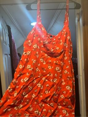 Old Navy Orange Floral Midi Dress